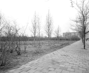 880594 Gezicht op een open terrein met voetbaldoelen aan de Winklerlaan te Utrecht, met op de achtergrond een ...